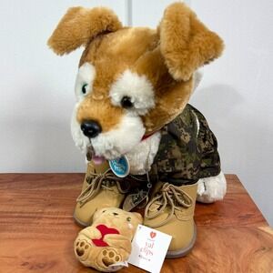 Build-A-Bear Promise Pets Dog Military Camo Uniform Boots Dog Tag & Val Clip